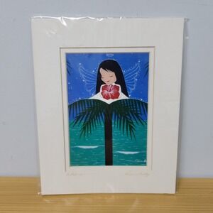 Virginia Bishop Hawaiian Hibiscus Flower Angel Ocean Matted Signed Art Print